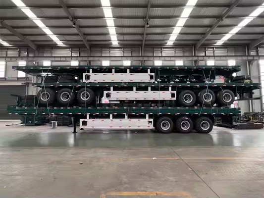 Niestandardowy 20ft/40ft 3-osiowy płaskowierzchniowy przyczepny nowy specjalny transport stalowy przyczepy z oponami 12r22.5